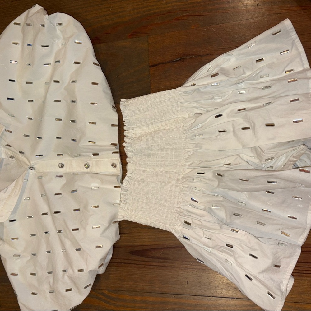 White Two-Piece Set with Embellishments - Picture 2 of 2